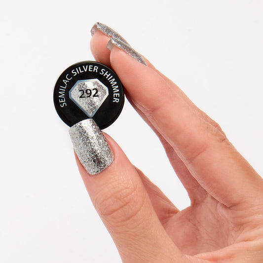 292 Silver Shimmer - Semilac Soak Off Gel / Hybrid Nail Polish