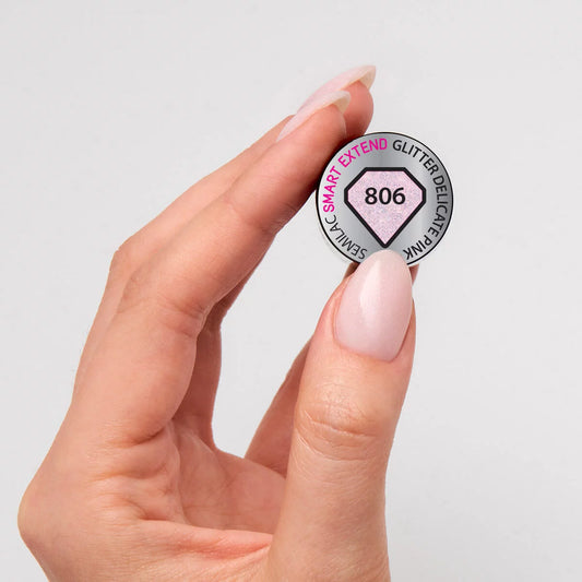 806 Glitter Delicate Pink Extend 8in1 - Semilac Soak Off Gel / Hybrid Nail Polish