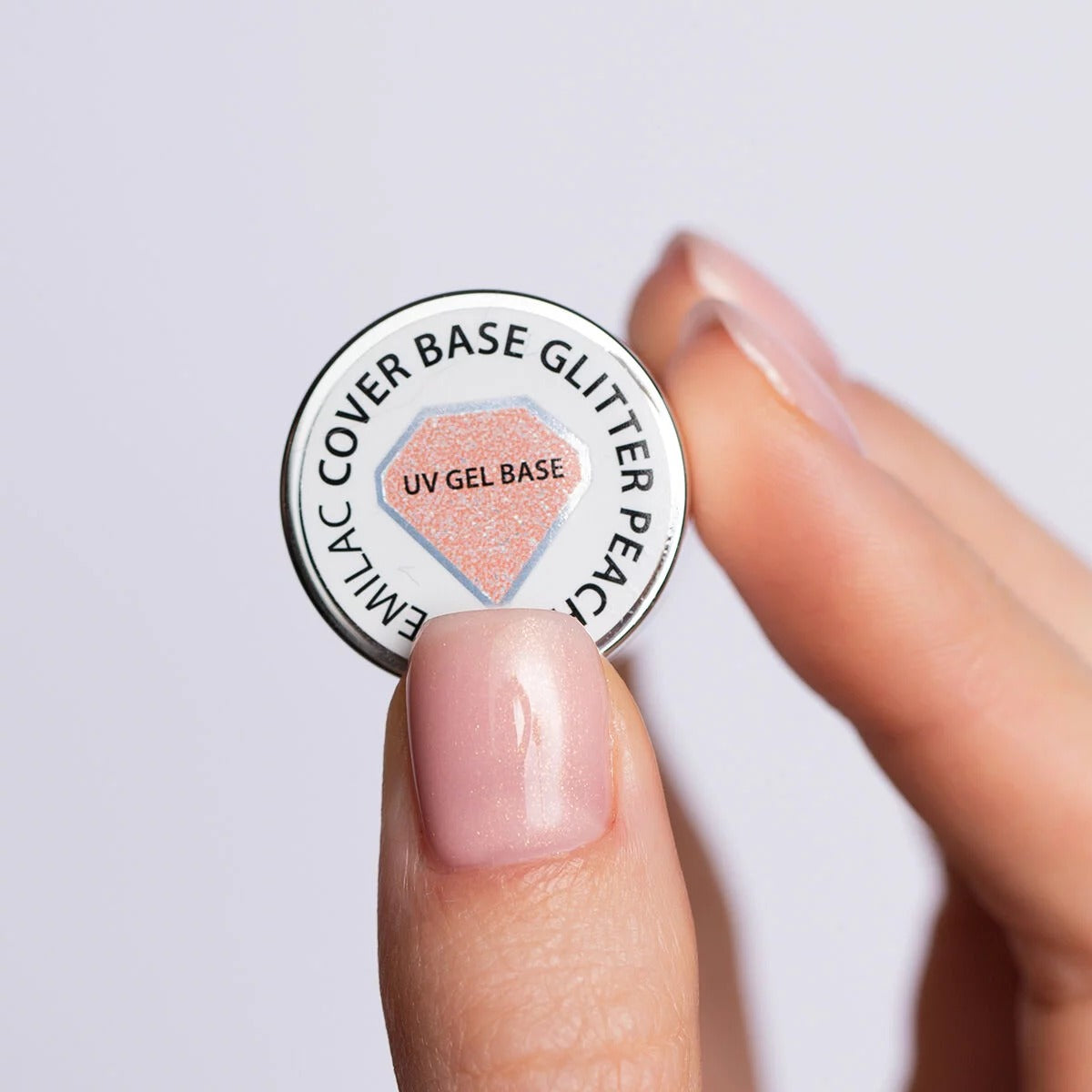 Skin Tone Cover BASE Glitter Peach - Semilac Soak Off Gel / Hybrid Nail Polish