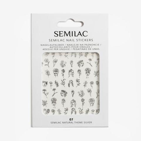 07 NATURAL THEME SILVER Semilac Nail Stickers