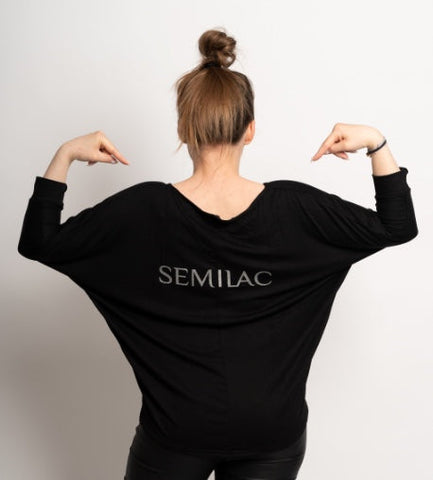 Oversized Black Blouse With SEMILAC Logo SIZE: L