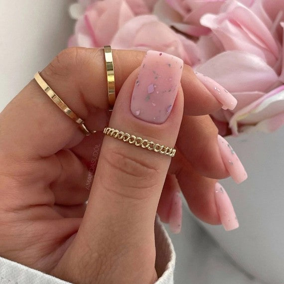 T23 FLOWER FLAKES Semilac Top MATT No Wipe 7ml - Soak Off Gel / Hybrid Nail Polish - SemilacUSA