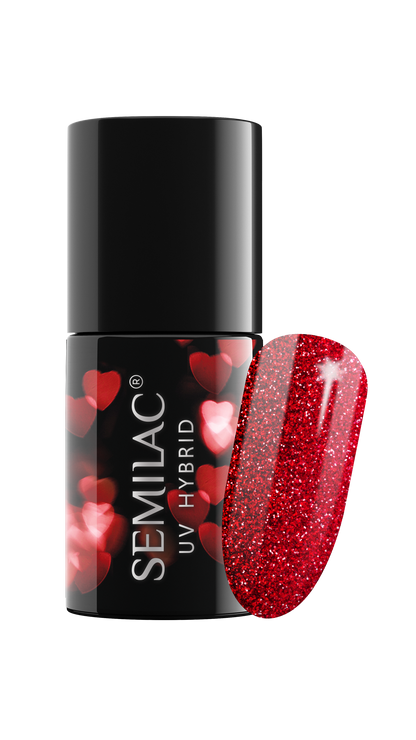 318 Burgundy Red Glitter - Semilac Soak Off Gel / Hybrid Nail Polish - SEMILAC USA