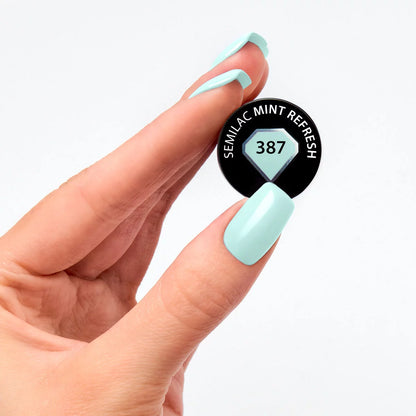 387 Mint Refresh - Semilac Soak Off Gel / Hybrid Nail Polish