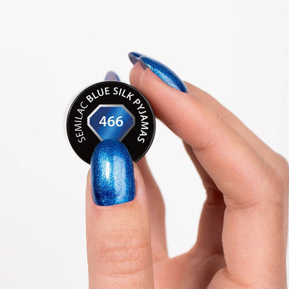 466 Blue Silk Pyjamas - Semilac Soak Off Gel / Hybrid Nail Polish