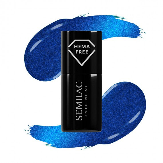 466 BLUE SILK PYJAMAS Semilac Soak Off Gel / Hybrid Nail Polish - "SILK EFFECT" Collection