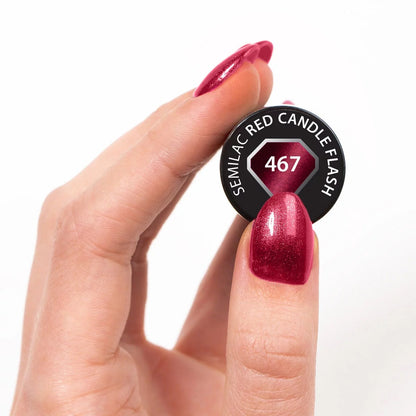 467 Red Candle Flash - Semilac Soak Off Gel / Hybrid Nail Polish