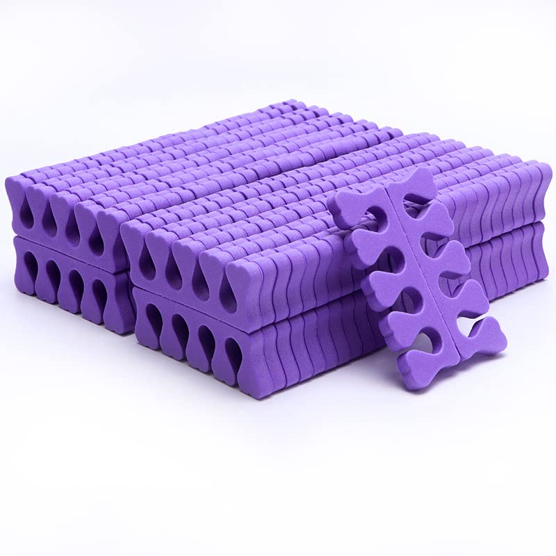 100 pcs Soft Foam Toe Finger Separators Cushions - Purple