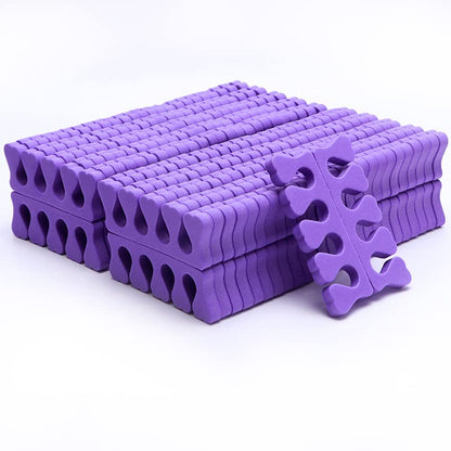 100 pcs Soft Foam Toe Finger Separators Cushions - Purple