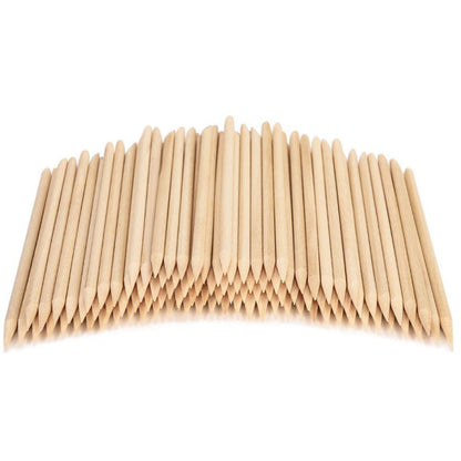 100 PCS Orange Sticks for Nails 5 Inch - Wooden Cuticle Pusher & Remover