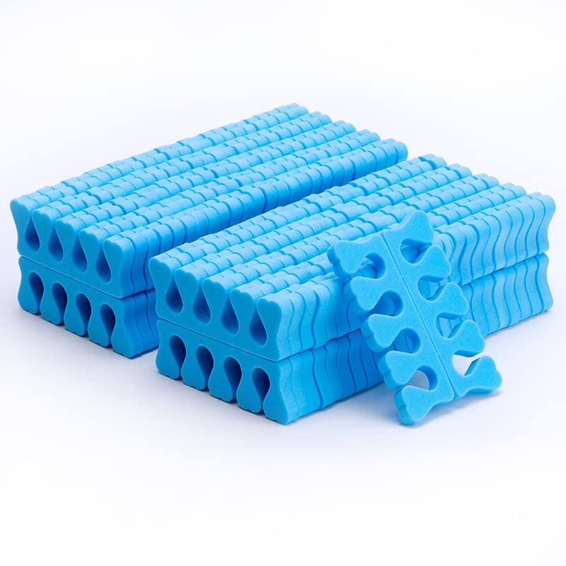 100 pcs Soft Foam Toe Finger Separators Cushions - Blue