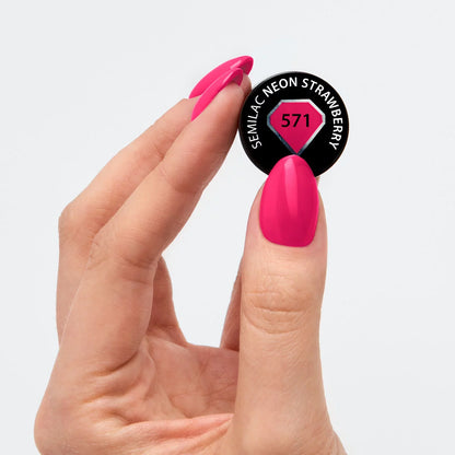 571 Neon Strawberry - Semilac Soak Off Gel / Hybrid Nail Polish