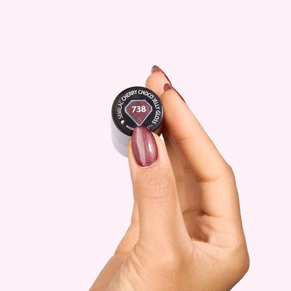 738 Cherry Choco Jelly Gloss - Semilac Soak Off Gel / Hybrid Nail Polish