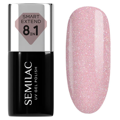 805 Glitter Dirty Nude Rose Extend 8in1 - Semilac Smart Builder Gel / Hybrid Nail Polish