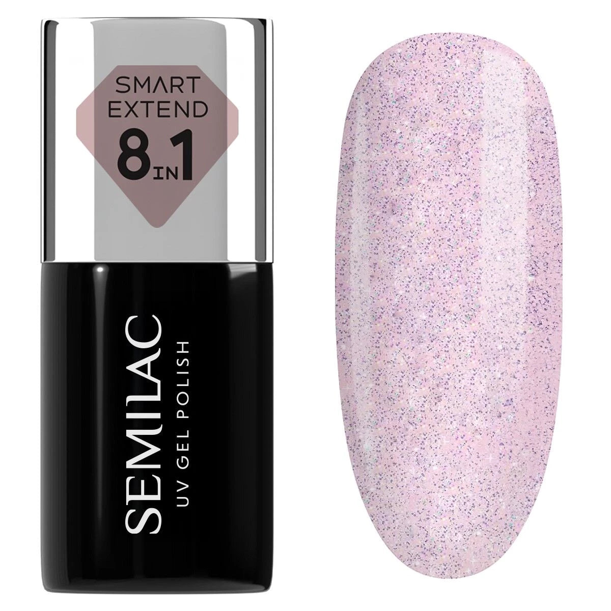 806 Glitter Delicate Pink Extend 8in1 - Semilac Smart Builder Gel / Hybrid Nail Polish