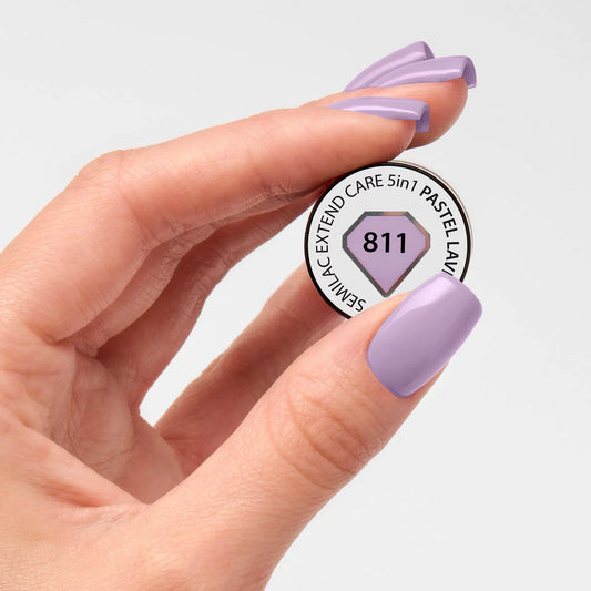 811 Pastel Lavender Extend CARE 5in1 BASE - Semilac Soak Off Gel / Hybrid Nail Polish