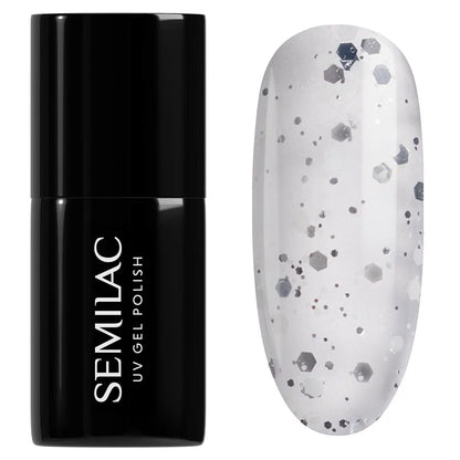 924 Silver & White Drops - Semilac Soak Off Gel / Hybrid Nail Polish - SEMILAC USA