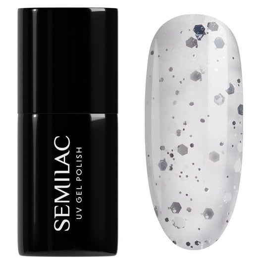 924 Silver & White Drops - Semilac Soak Off Gel / Hybrid Nail Polish - SEMILAC USA
