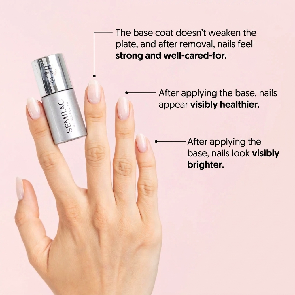Semilac Collagen Base Soft Pink - Soak Off Gel / Hybrid Nail Polish