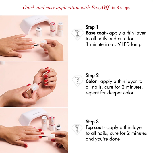 EASY OFF LED LIGHT Nail Polish Top Coat - Semilac Soak Off Gel / Hybrid Nail Polish