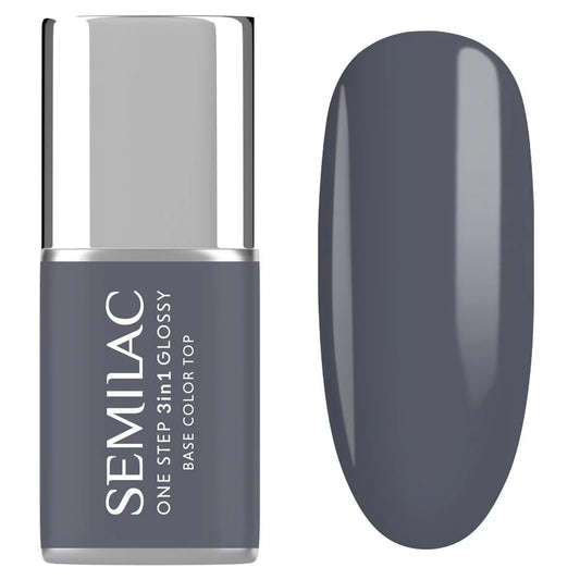 S185 Stone Grey - Semilac STEP ONE Hybrid 3IN1 Gel / Hybrid Nail Polish