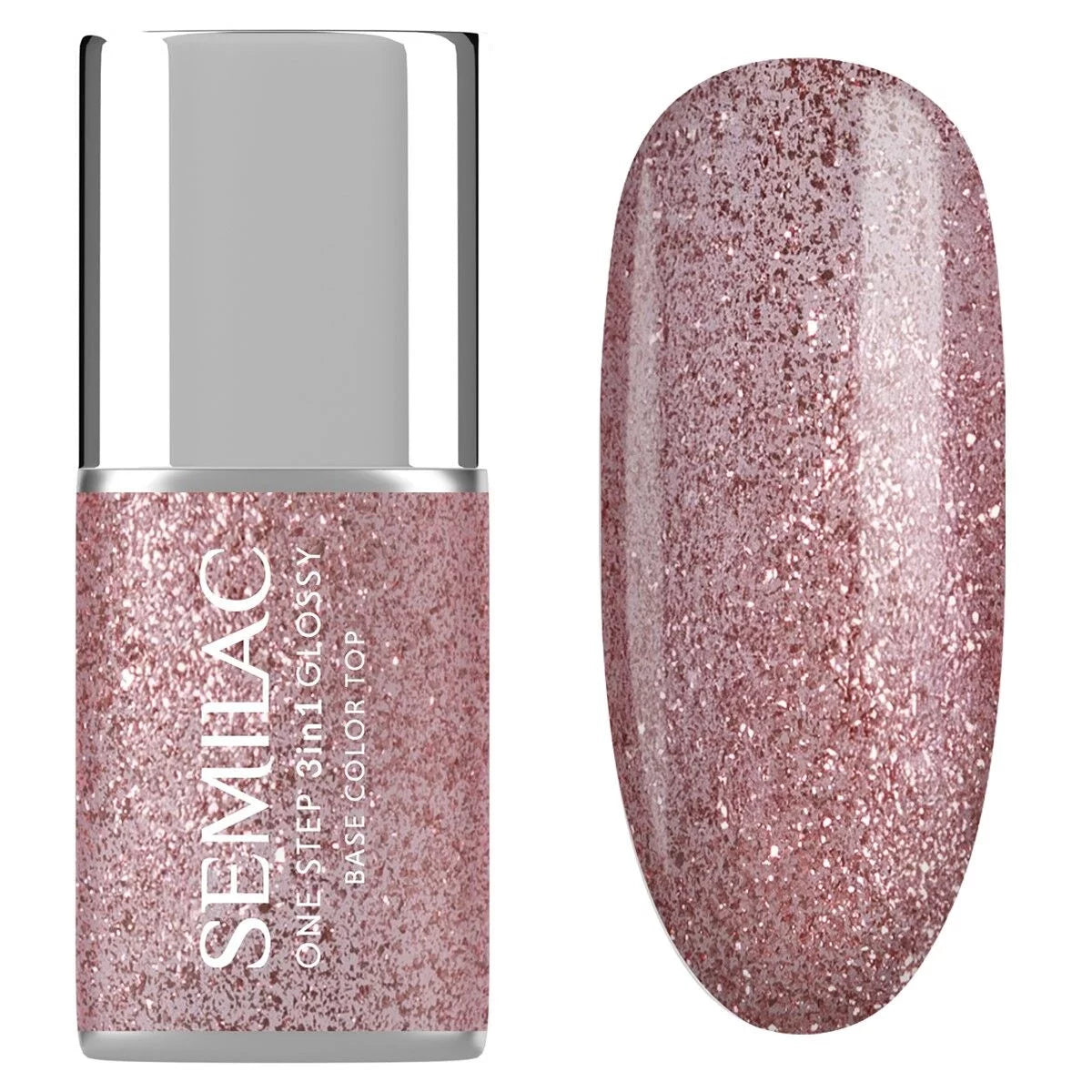 S250 Glitter Pink - Semilac STEP ONE Hybrid 3IN1 Gel / Hybrid Nail Polish - SEMILAC USA