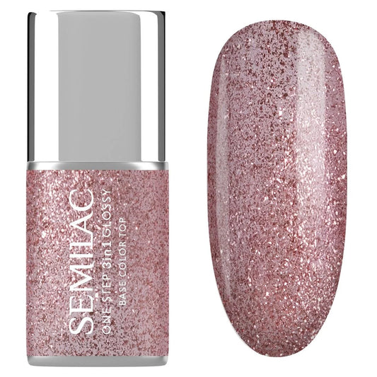 S250 Glitter Pink - Semilac STEP ONE Hybrid 3IN1 Gel / Hybrid Nail Polish - SEMILAC USA