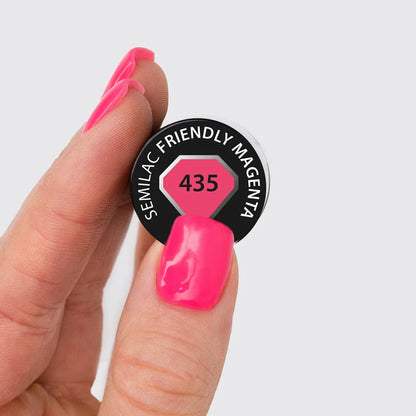 435 Friendly Magenta - Semilac Soak Off Gel / Hybrid Nail Polish