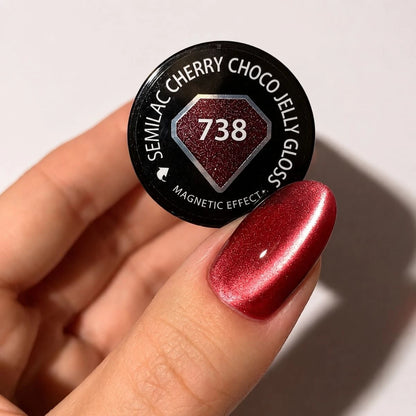 738 Cherry Choco Jelly Gloss - Semilac Soak Off Gel / Hybrid Nail Polish