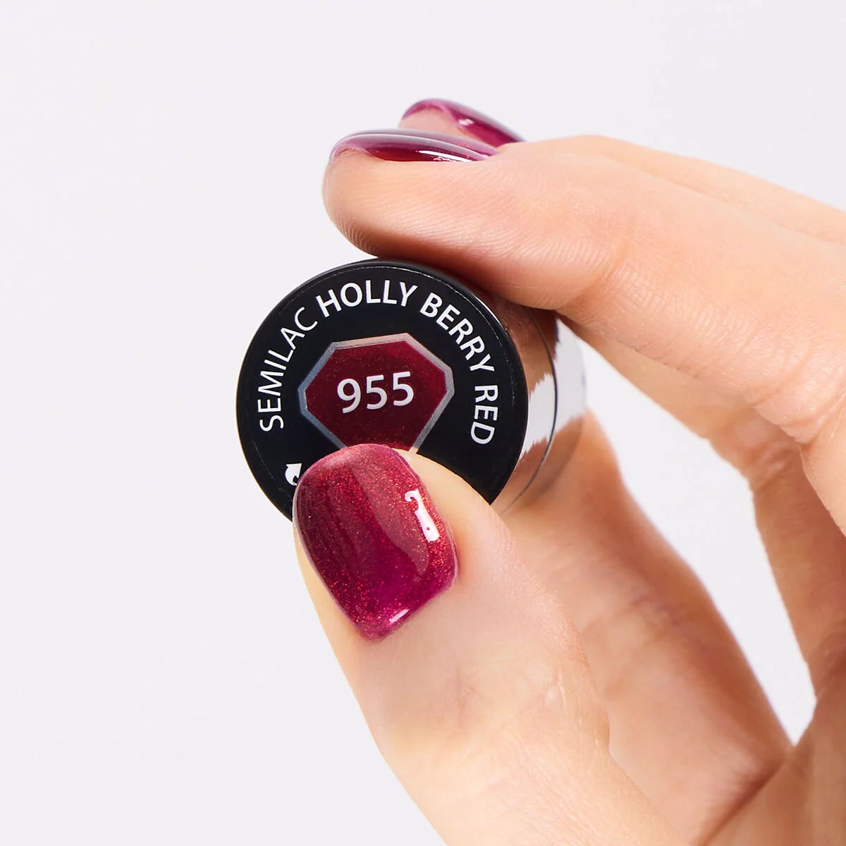 955 Holly Berry Red - Semilac Soak Off Gel / Hybrid Nail Polish