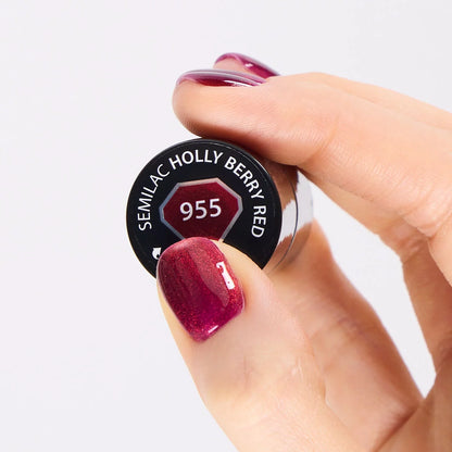 955 Holly Berry Red - Semilac Soak Off Gel / Hybrid Nail Polish