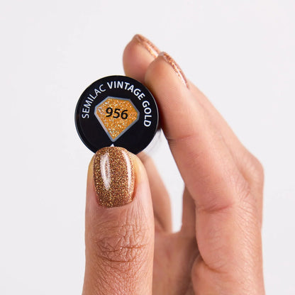 956 Vintage Gold - Semilac Soak Off Gel / Hybrid Nail Polish