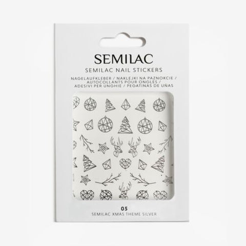 05 Xmas THEME SILVER Semilac Nail Stickers