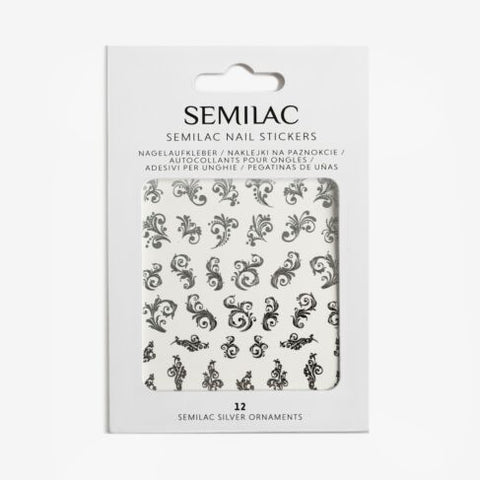 12 SILVER ORNAMENTS Semilac Nail Stickers