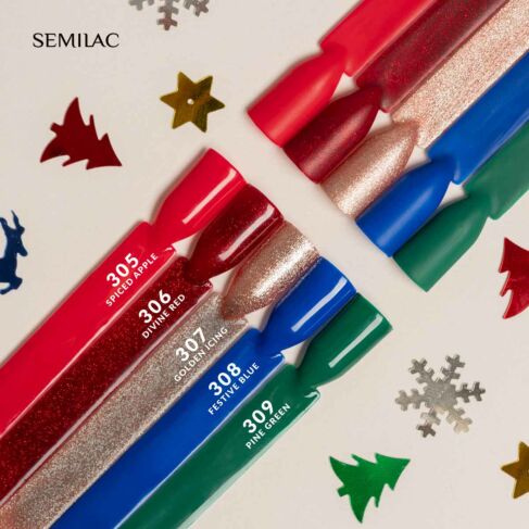 306 DIVINE RED - Semilac Soak Off Gel / Hybrid Nail Polish - "THE FESTIVE WONDER" Collection