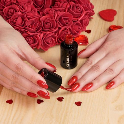 345 GORGEOUS RED - Semilac Soak Off Gel / Hybrid Nail Polish - "VALENTINE'S" Collection
