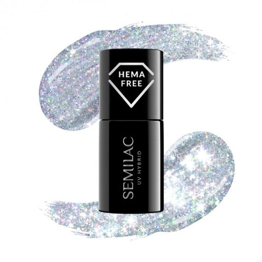 460 SILVER FIREWORKS - Semilac HEMA FREE Soak Off Gel / Hybrid Nail Polish