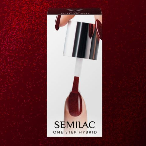 590 GLITTER RED Semilac STEP ONE Hybrid / Gel Polish 5 ml Bottle
