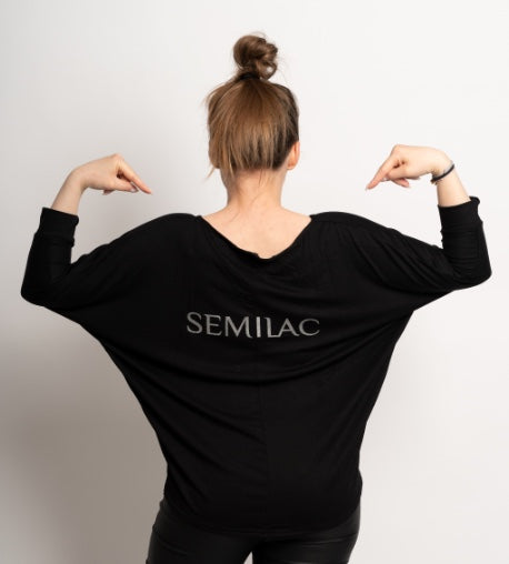Oversized Black Blouse With SEMILAC Logo SIZE: M